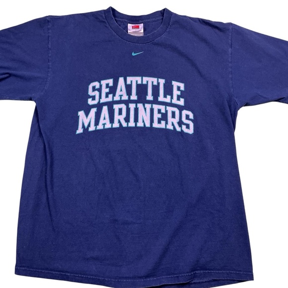 Y2K Nike center check Seattle Mariners MLB T-shirt men’s Large - Picture 1 of 4